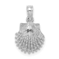 14K White Gold Textured Scallop Shell Charm-K7656W