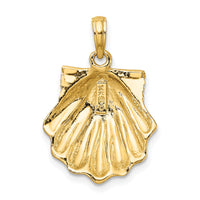 14K Textured Scallop Shell Charm-K7657