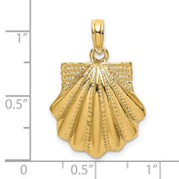 14K Textured Scallop Shell Charm-K7657