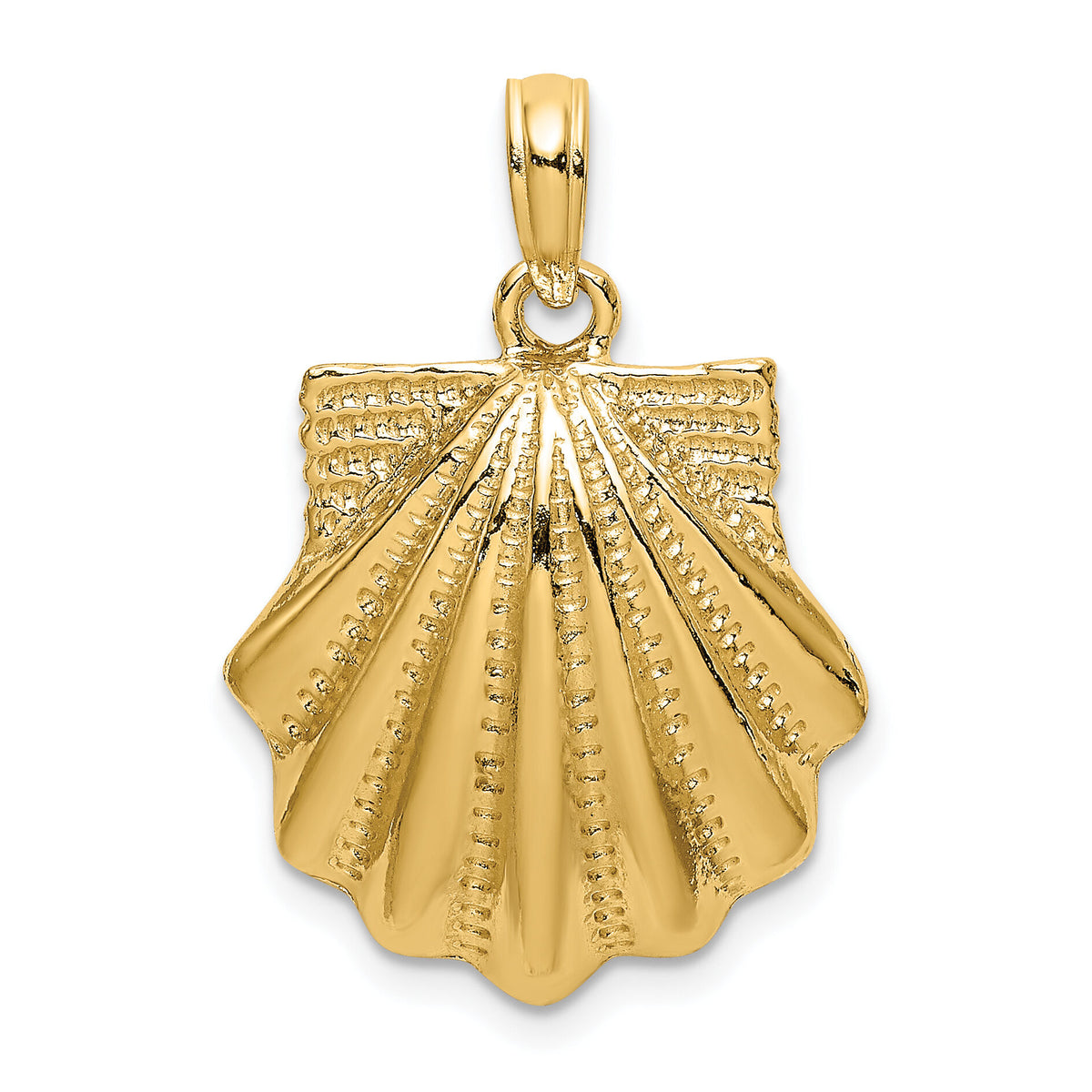 14K Textured Scallop Shell Charm-K7657