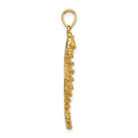14K Textured Seahorse Charm-K7658