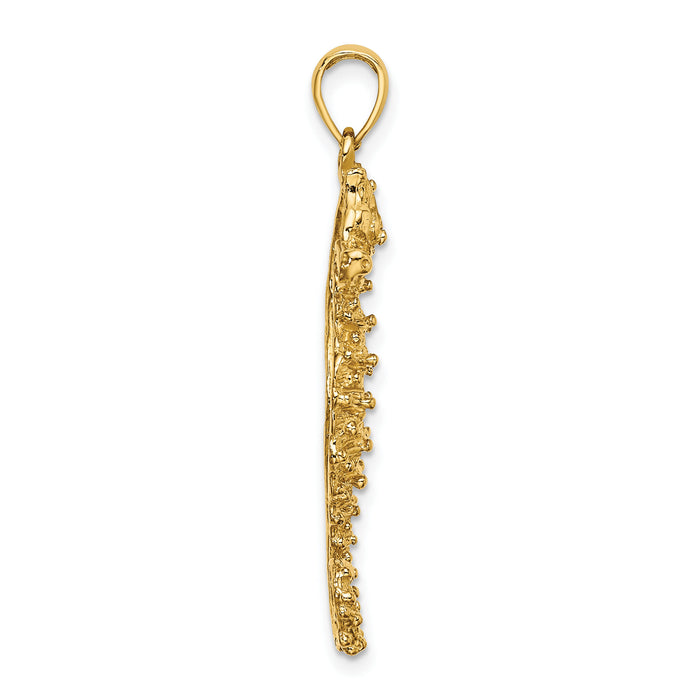14K Textured Seahorse Charm-K7658