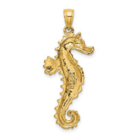 14K Textured Seahorse Charm-K7658
