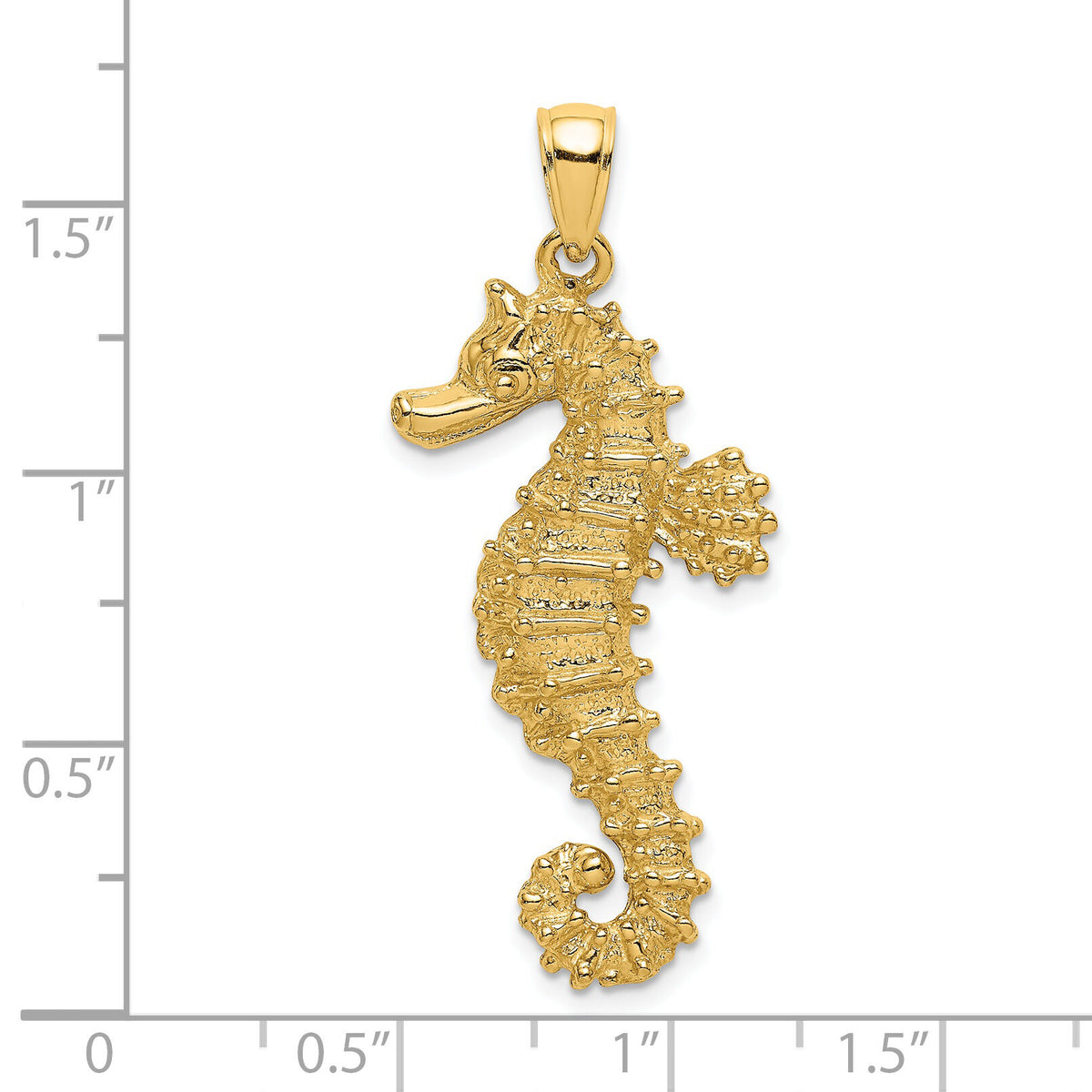 14K Textured Seahorse Charm-K7658