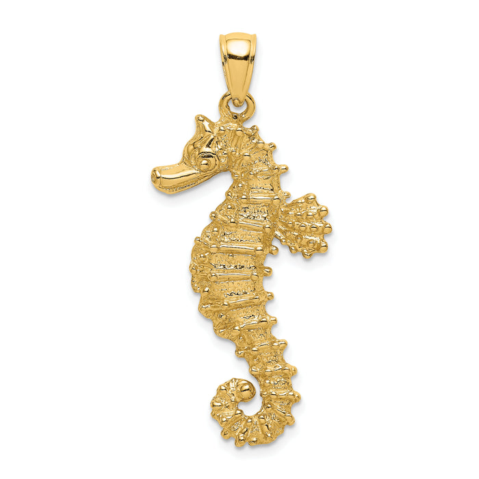 14K Textured Seahorse Charm-K7658