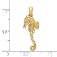14K 3-D Textured Seahorse with Tail Charm-K7659