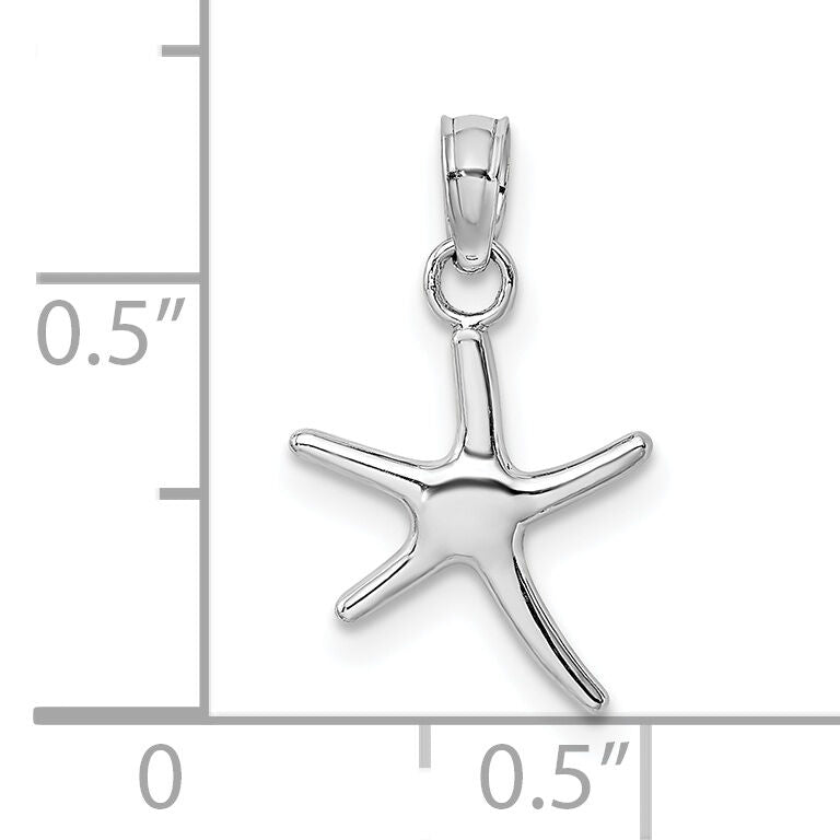 14K White Gold Polished Mini Dancing Starfish Charm-K7660W