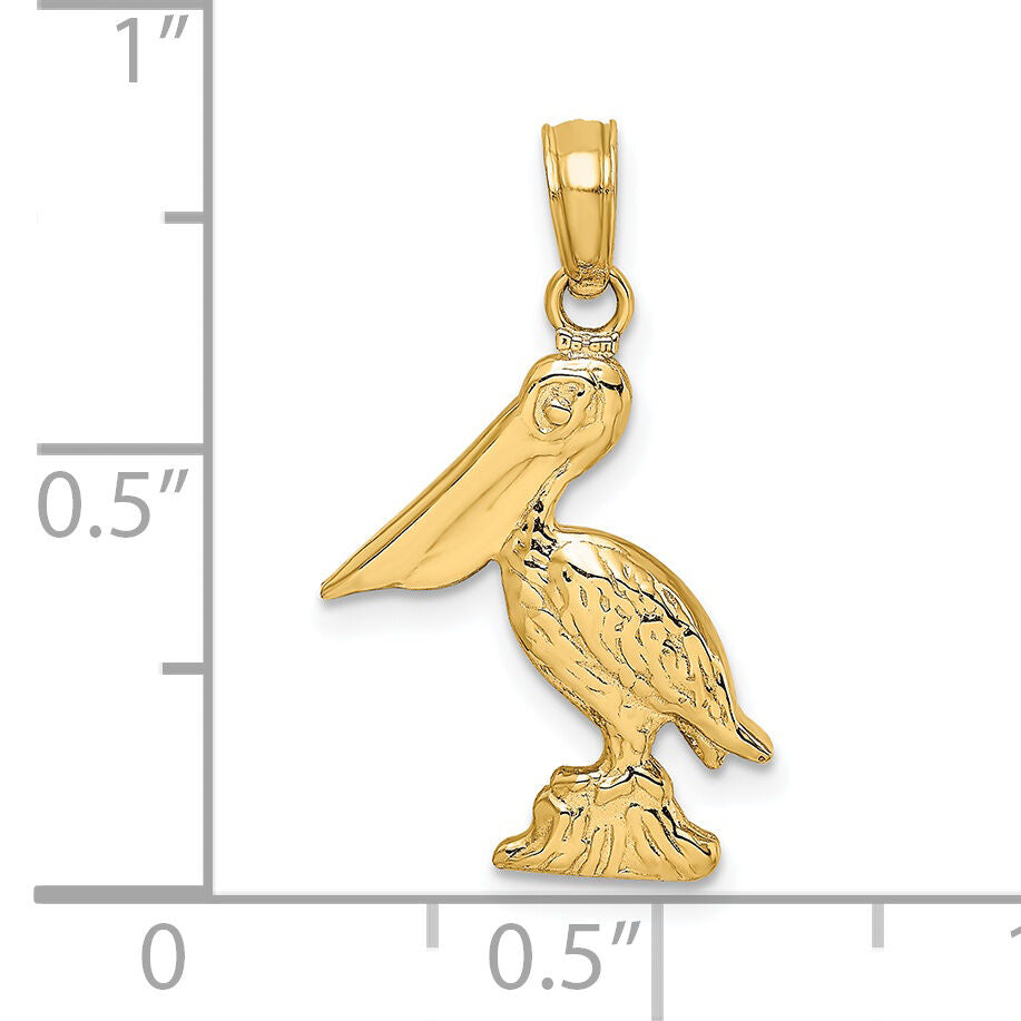 14K 3-D Pelican Standing Charm-K7661