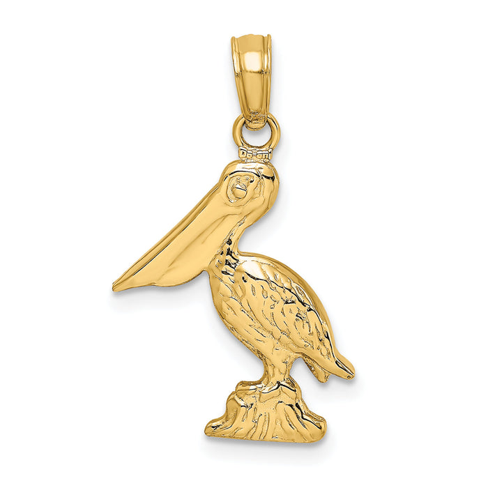 14K 3-D Pelican Standing Charm-K7661