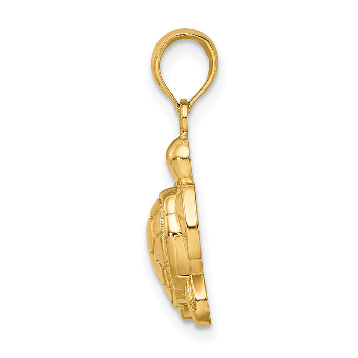 14K Textured Sea Turtle Charm-K7662