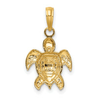 14K Textured Sea Turtle Charm-K7662