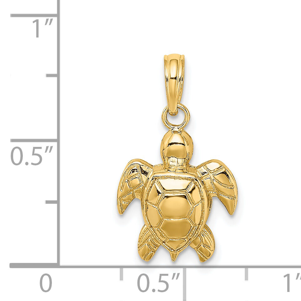 14K Textured Sea Turtle Charm-K7662