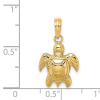 14K Textured Sea Turtle Charm-K7662