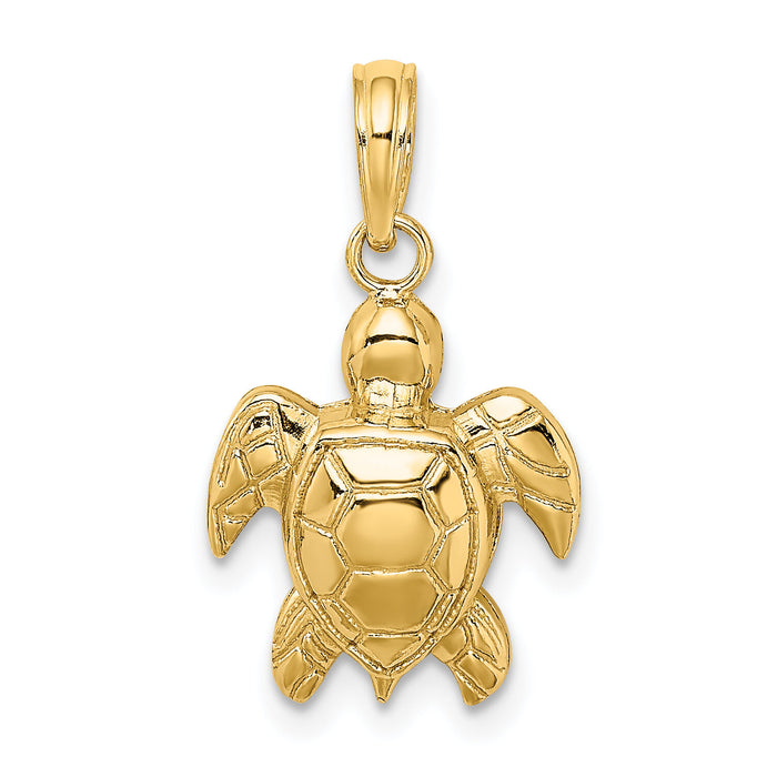 14K Textured Sea Turtle Charm-K7662