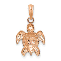 14K Rose Gold Textured Sea Turtle Charm-K7662R
