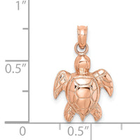14K Rose Gold Textured Sea Turtle Charm-K7662R