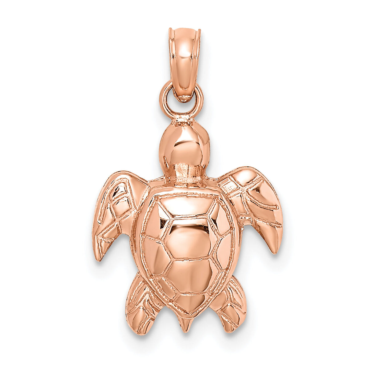 14K Rose Gold Textured Sea Turtle Charm-K7662R