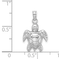 14K White Gold 2-D Textured Sea Turtle Charm-K7662W