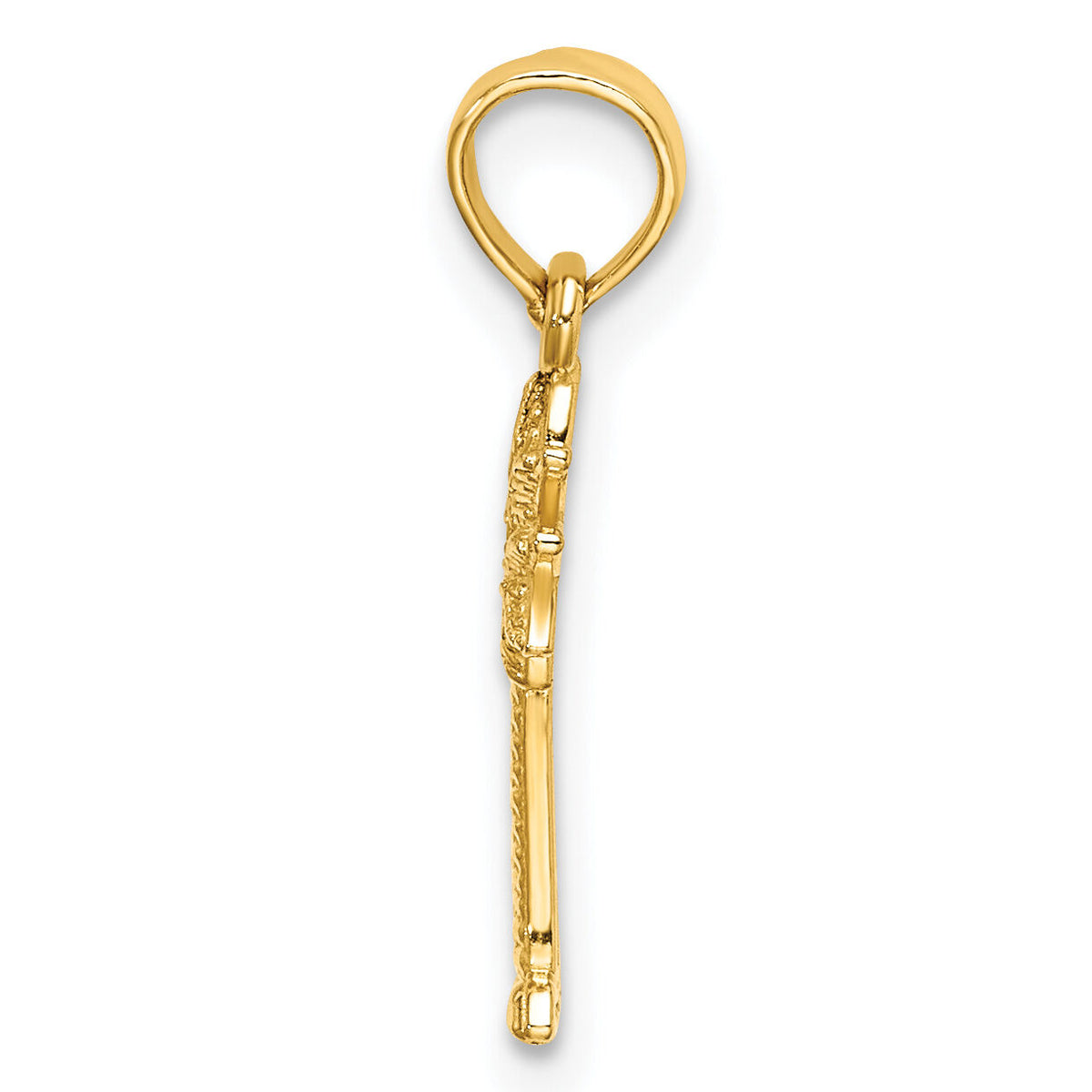 14K 2-D Textured Mini Palmetto Palm Tree Charm-K7663