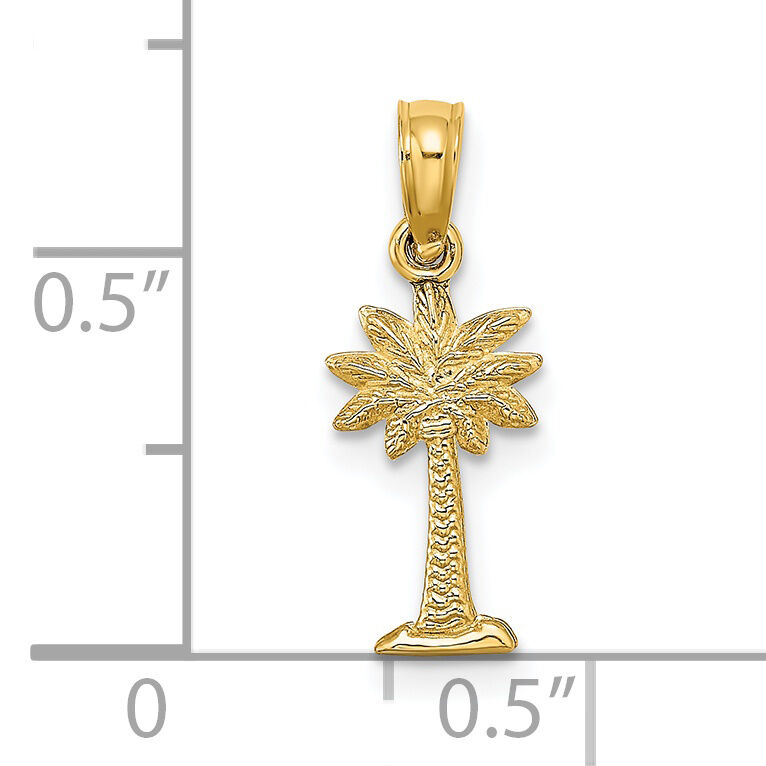 14K 2-D Textured Mini Palmetto Palm Tree Charm-K7663