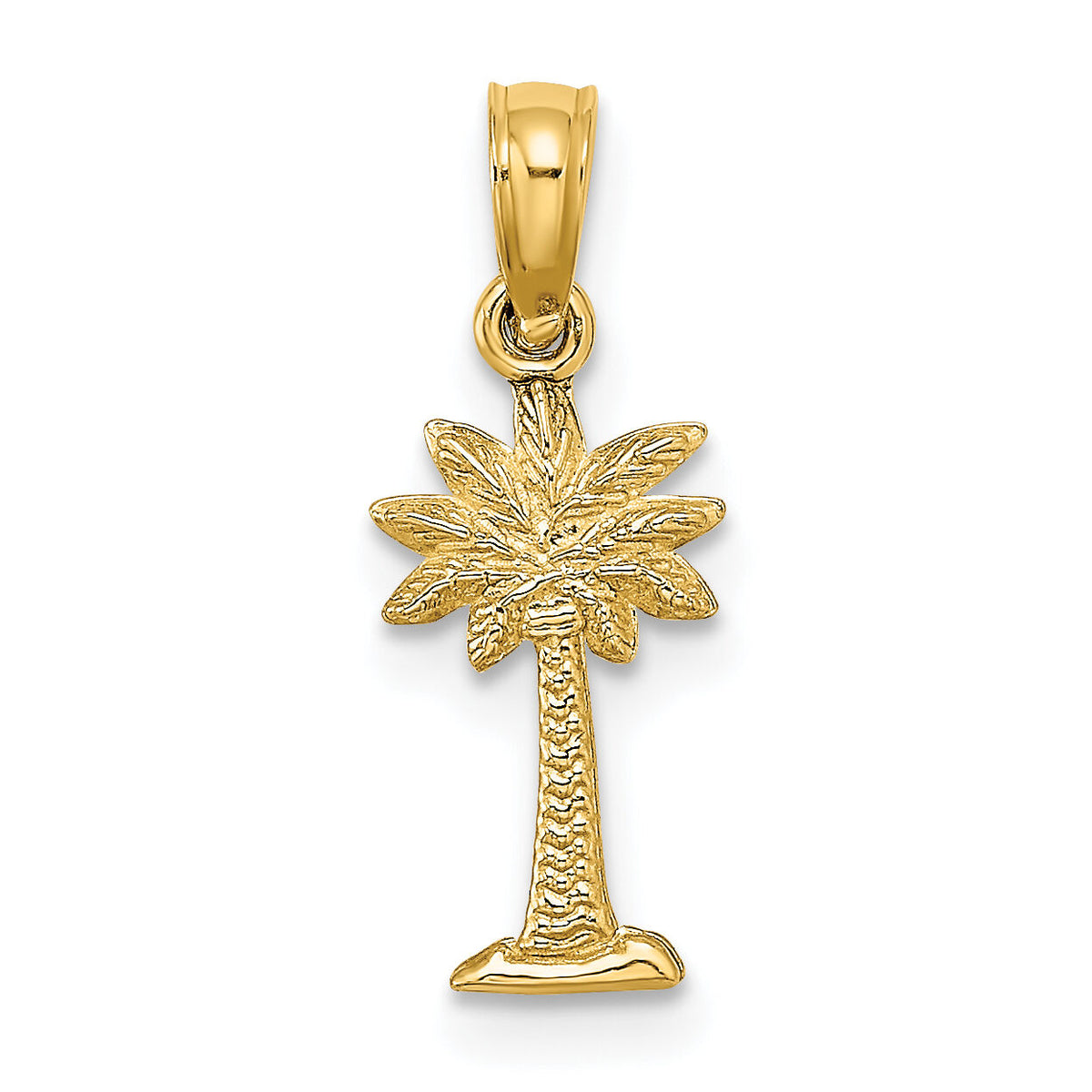 14K 2-D Textured Mini Palmetto Palm Tree Charm-K7663