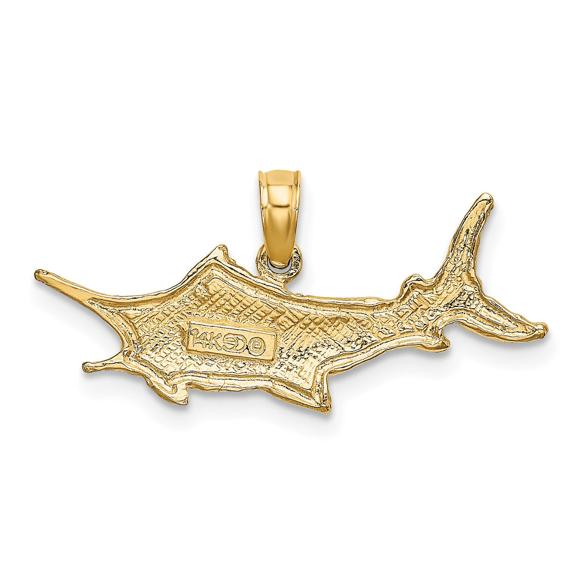 14K Textured 2-D Marlin Fish Charm-K7670
