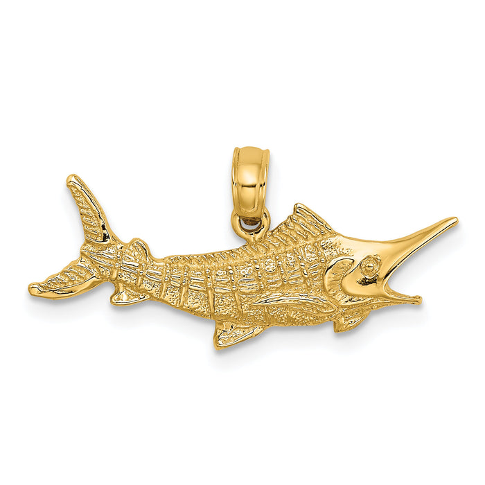 14K Textured 2-D Marlin Fish Charm-K7670
