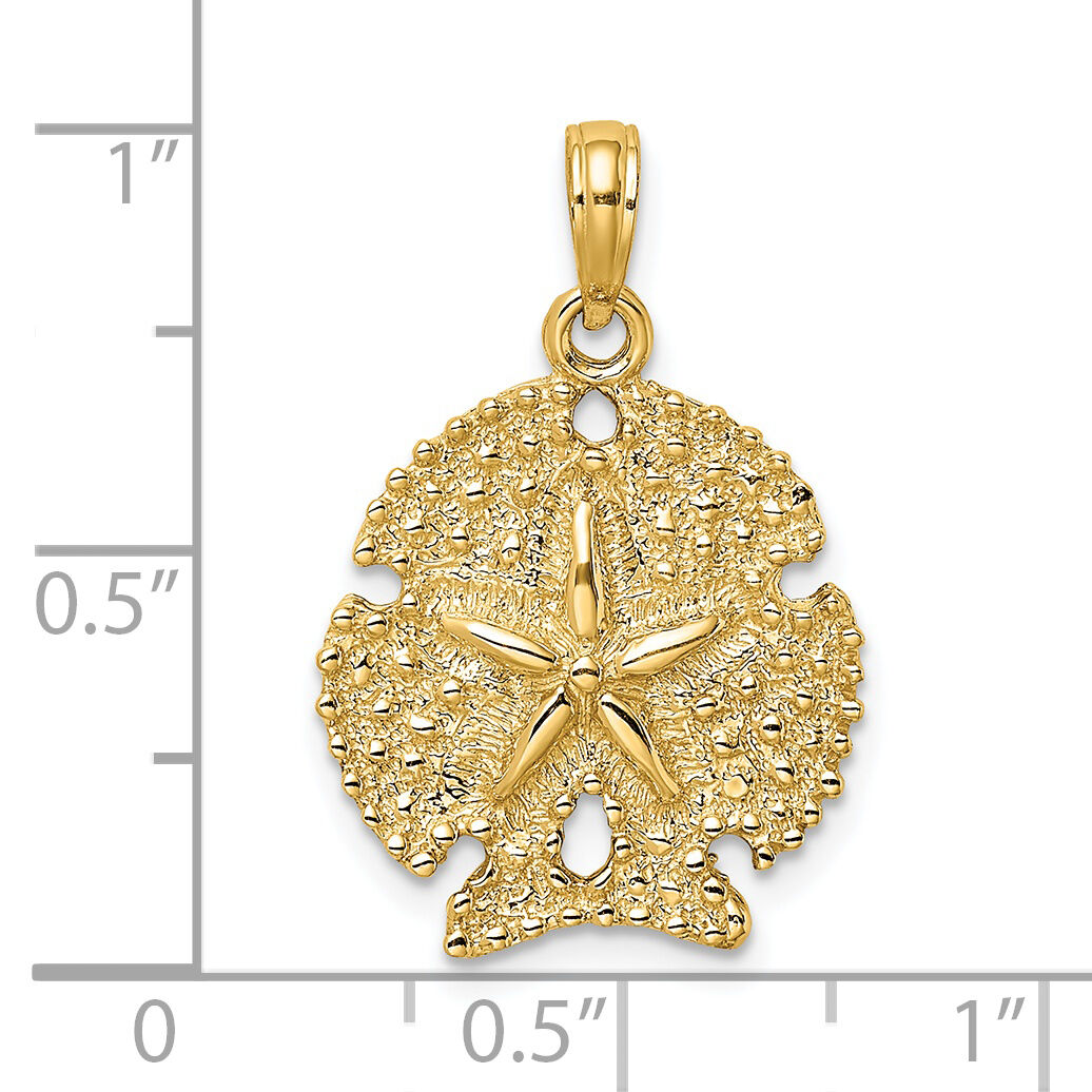 14K Textured Sand Dollar Charm-K7672