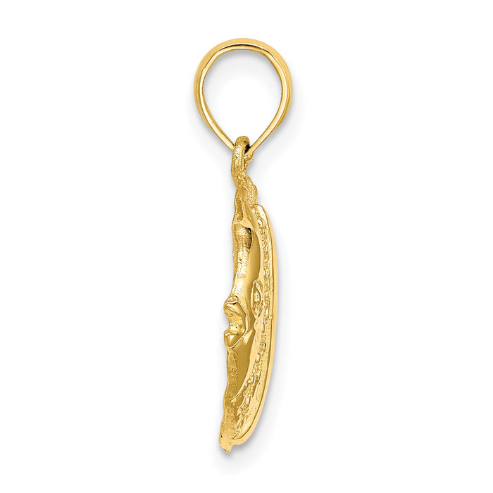 14K Polished  Engraved Fish Charm-K7674