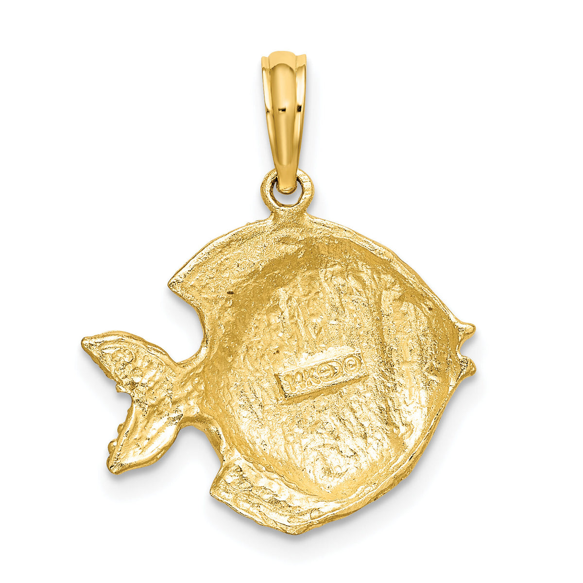 14K Polished  Engraved Fish Charm-K7674