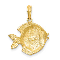 14K Polished  Engraved Fish Charm-K7674