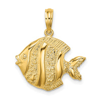 14K Polished  Engraved Fish Charm-K7674