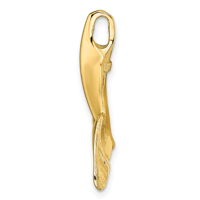 14K 3-D Polished Whale Tail Chain Slide-K7676