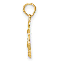 14K Textured Mini Double Starfish and Coral Charm-K7677