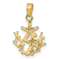 14K Textured Mini Double Starfish and Coral Charm-K7677