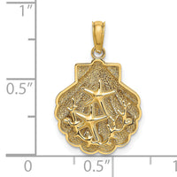 14K Reversible Starfish and Coral in Shell Charm-K7678