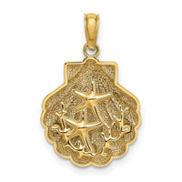 14K Reversible Starfish and Coral in Shell Charm-K7678