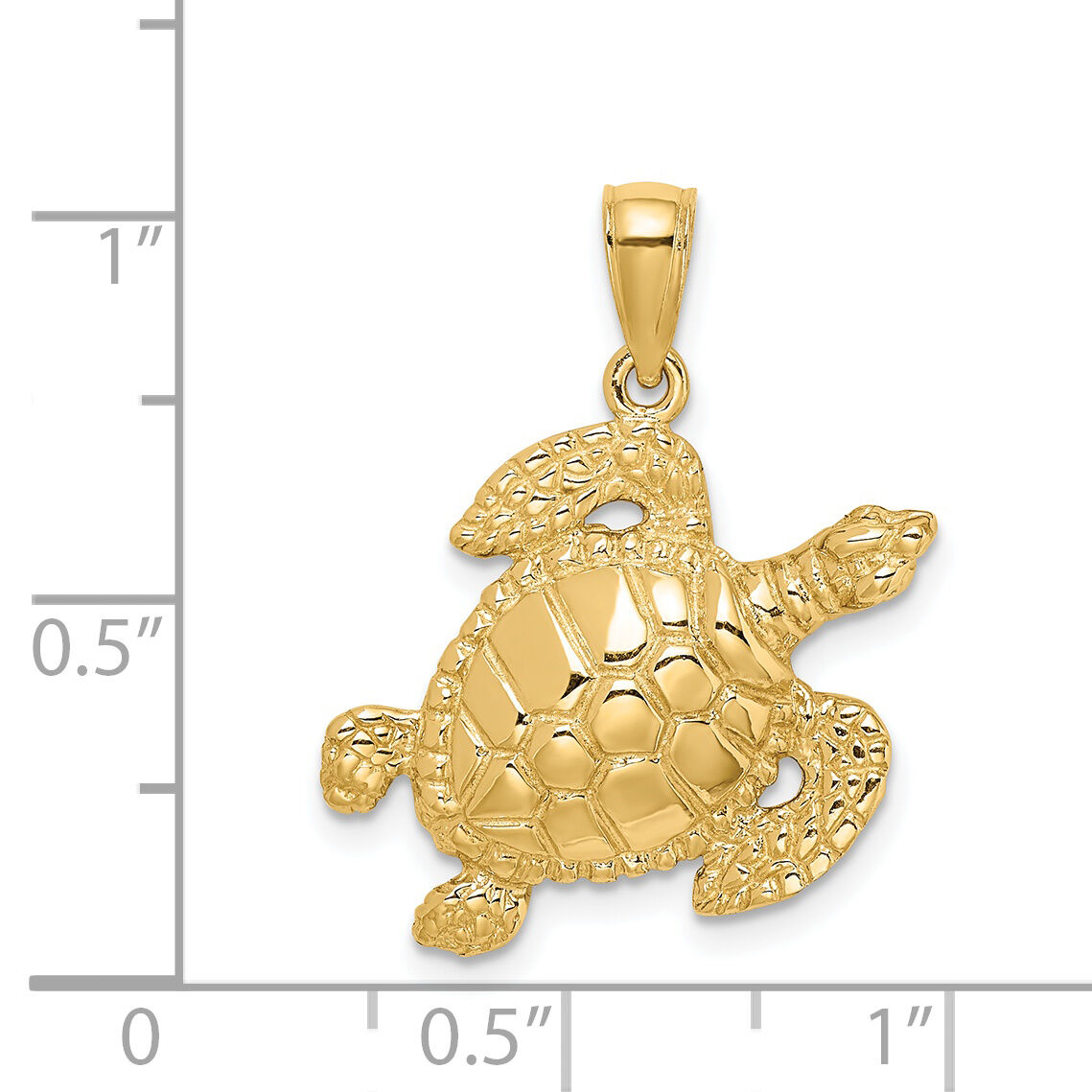 14K Textured Sea Turtle Charm-K7682