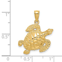 14K Textured Sea Turtle Charm-K7682
