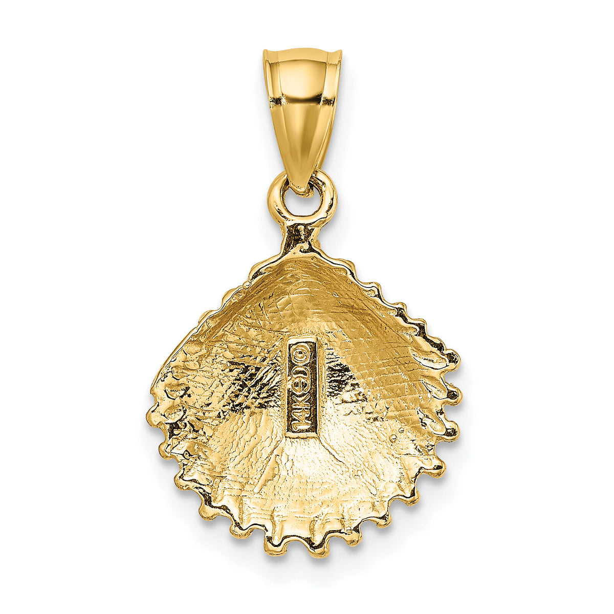 14K Textured Scallop Shell Charm-K7683