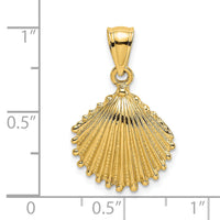 14K Textured Scallop Shell Charm-K7683