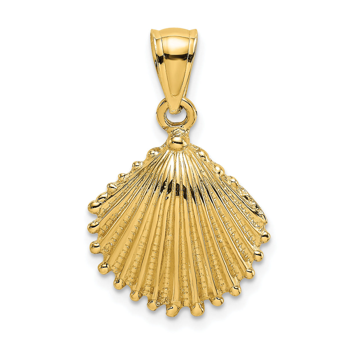 14K Textured Scallop Shell Charm-K7683