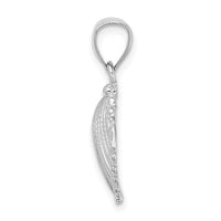 14K White Gold Textured Scallop Shell Charm-K7683W
