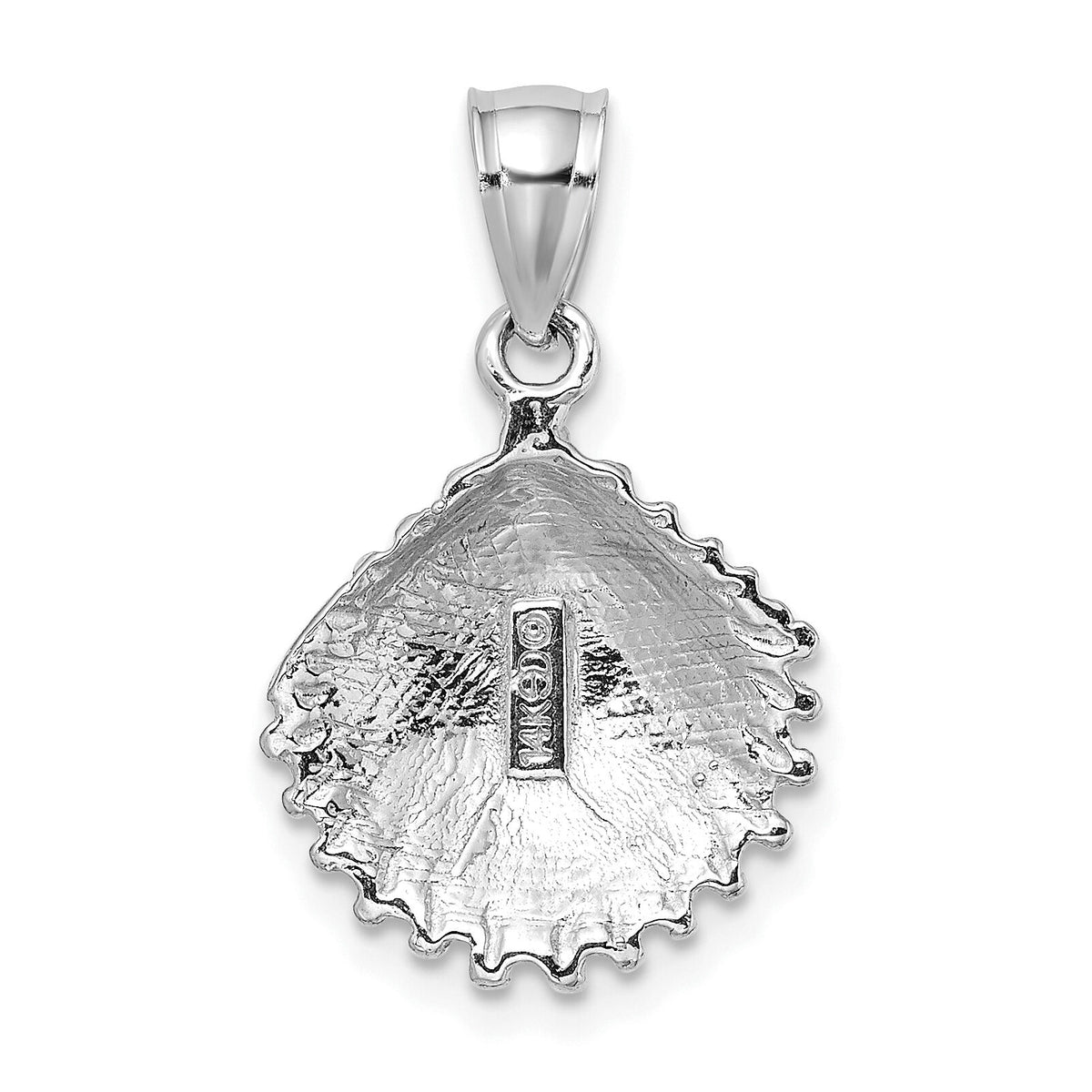 14K White Gold Textured Scallop Shell Charm-K7683W