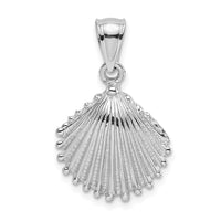 14K White Gold Textured Scallop Shell Charm-K7683W