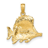 14K Polished Engraved Fish Charm-K7684