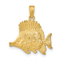14K Polished Engraved Fish Charm-K7684