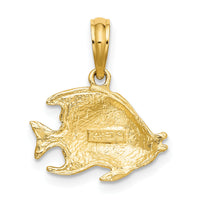 14K Polished Textured Fish Charm-K7685