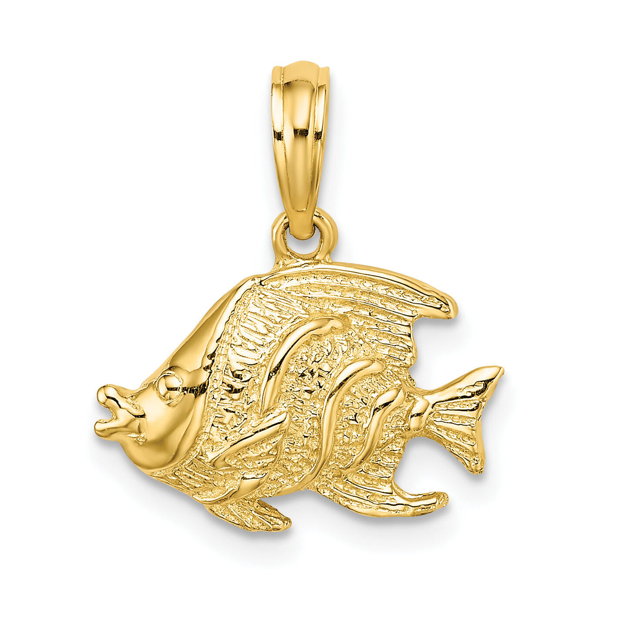 14K Polished Textured Fish Charm-K7685