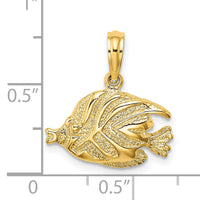 14K Polished Engraved Fish Charm-K7686